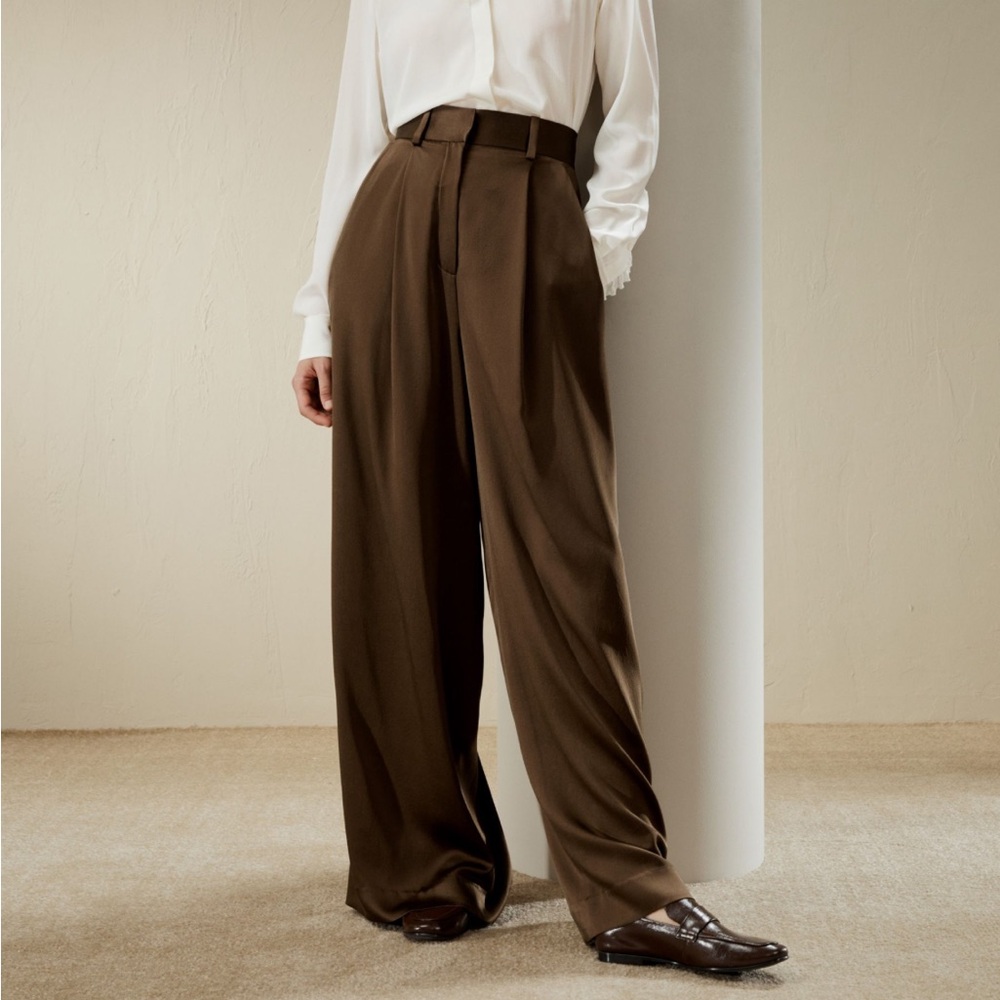 Lilysilk High-Waisted Wide Leg Dense Silk Pants